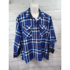 Vtg Backpacker Flannel Shirt Mens XL Blue White Plaid Long Sleeve Work Chore 90'